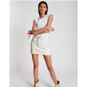OneTeaspoon BRANDO 2020 MINI HIGH WAIST DENIM SKIRT WHITE